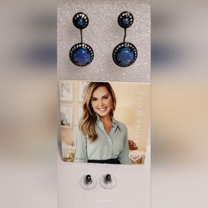 Kendra Scott Camilla Earrings Blue Kyocera Opal & Gunmetal